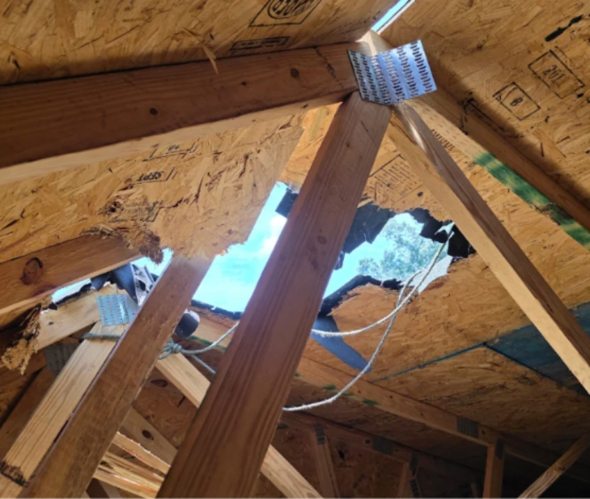 Colonial home roof replacement in progress after storm damage in Annapolis Maryland area